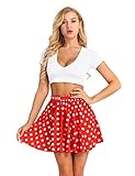 Modische Damen / Mädchen Mini Polka Dots Röcke schwingender Tellerrock Faltenrock, Einheitgröße passend für die meisten.( Tailleumfang: 63-110cm / 25.0-43.0 inch, Rocklänge: 39cm / 15.5 inch).