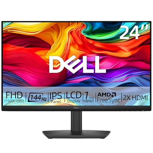 Image of Dell 24 inch FHD Monitor, 144Hz Refresh Rate, IPS LCD Display, AMD FreeSync, Tilt|Height|Swivel Adjustable Stand, HDMI, 1ms Response Time, Anti-Glare, Eye Comfort, VESA, for Home Office & Gaming