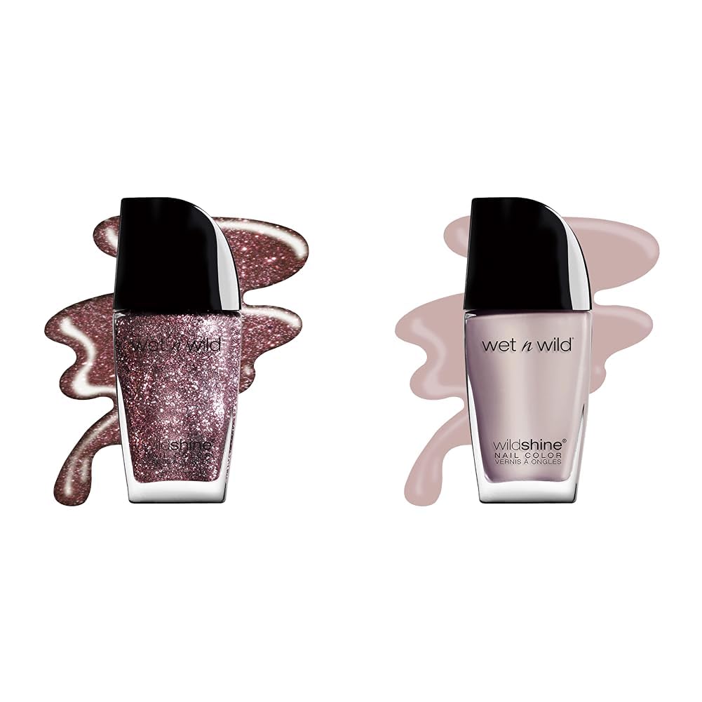 wet n wild Wild Shine Nail Polish Glitter Purple Sparked and Off White Yo Soy