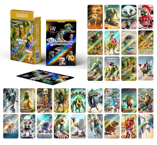 Brainrot Karten 30 Stück Maslasee Italian Brainrot Sammelkarten mit Fantasy Tiere Illustrationen Steal a Brainrot & Six Seven Motiven für Schule Freizeit Gaming
