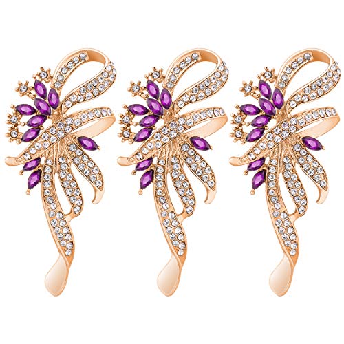 Merdia Fancy Vintage Style Brooches Pin Created Crystals Brooch for Women with Purple Created Crystal?3Pcs?