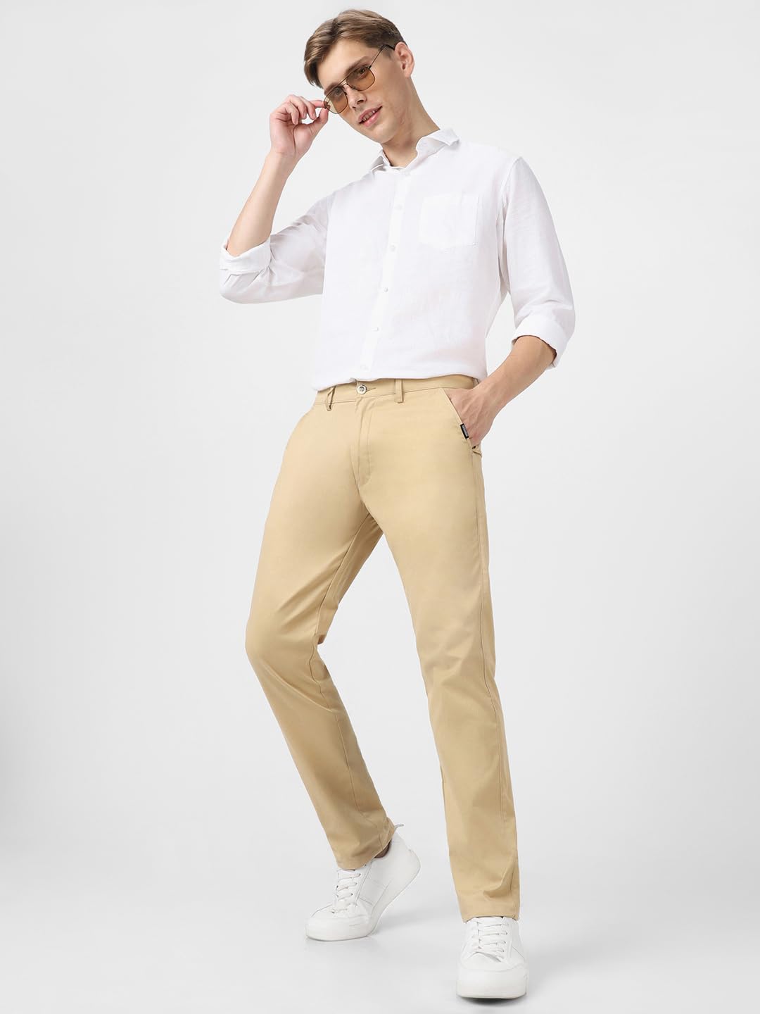 Urbano Fashion Men's Beige Slim Fit Stretchable Casual Chinos 3