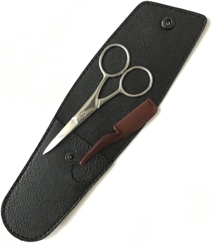 Baluue 3sets Stainless Steel Eyebrow Scissor Mustache Trimmer Beard Grooming Kit for Men