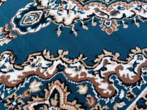 Image of TTC THREAD & TEXTURE CARPET Traditional Comfort: Power-Loomed Carpets for Living Room- Every Space Area Rug Color Blue Size 6x8 Feet (180x235cm)