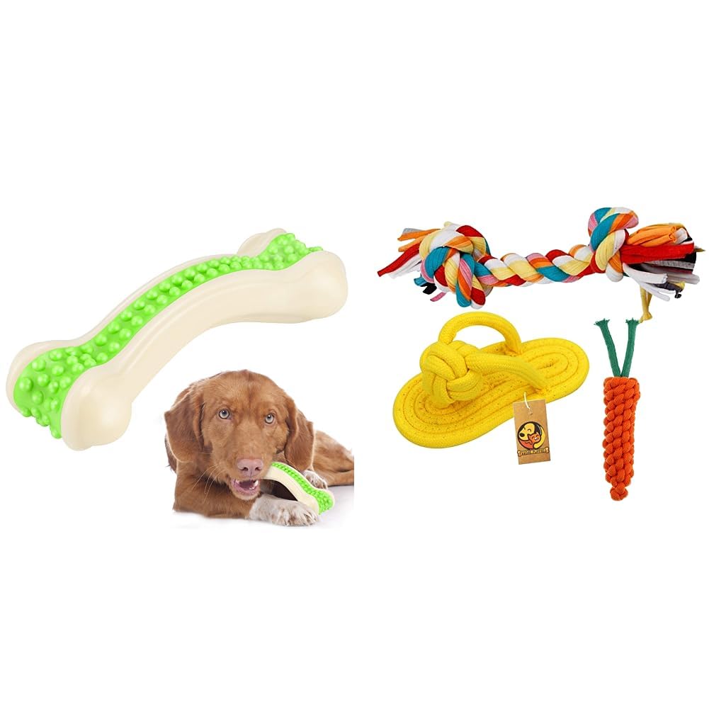 Foodie Puppies Interactive Non-Toxic Nylon Arched Bone (Medium) & Durable Cotton Mix Chewable Rope Teething Playing Toy (B0CDDRYQTQ) Amazon Price History, Amazon Price Tracker