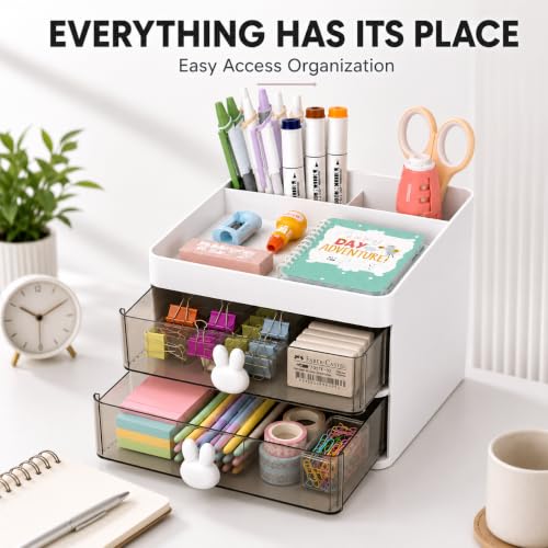 Image of PulGos Cosmetic Organizer with 2 Drawers | Plastic Makeup Storage Box