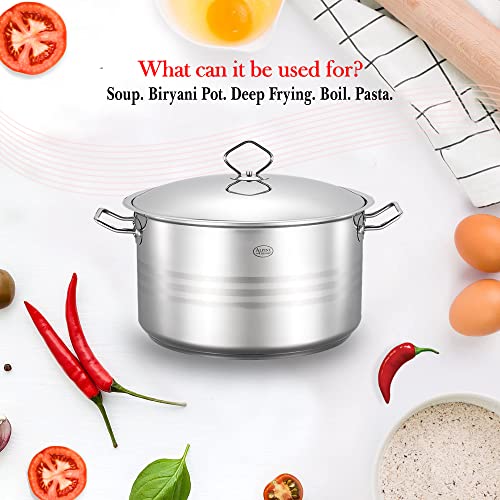 Alpine Cuisine Stainless Steel Pot With Lid 3.6 Quart - Stainless Steel Heavy Duty, Commercial Grade Healthy Cookware Kitchen Dutch Oven, Dishwasher Safe #TOP6