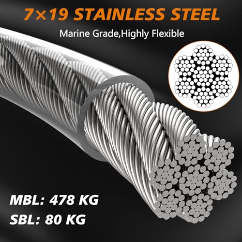 XiaZ Dog Tie Out Cable 50ft, Outdoor Runner Lead Chain Tether for Small Medium Large Dogs, 5mm Diameter Cable,11000 lbs Break Strength, Reflective Silver - Image 3