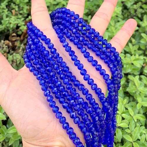 Image of 200pcs Czech Faceted Rondelle Crystal Glass Beads 6mm Bulk Sapphire Blue