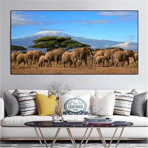 Diamond painting éléphants pour décorer un grand salon avec style 5D