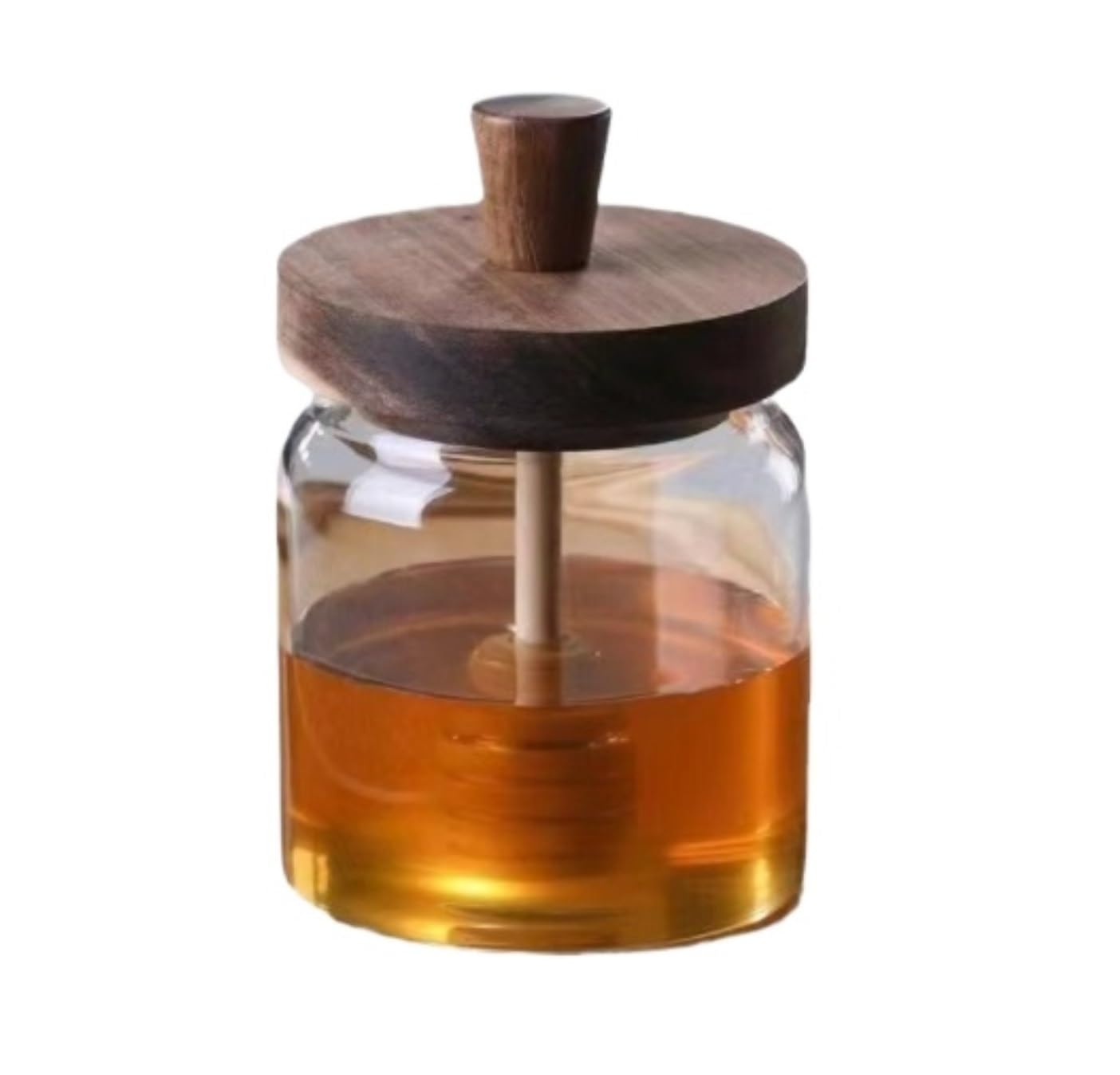 Vorratsgläser mit Deckel 2 Set Honey Jar with Wooden Dipper and Lid Vintage Glass Pot Decorative Aufbewahrungsgläser Küche