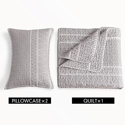 Durlengen Black Quilt Set California King Size 3Pcs,Bohemian Design With White & Black Geometric Pattern Printed On Black, All Season Lightweight Coverlet Sets(California King 112X104,Boho Black) #TOP6