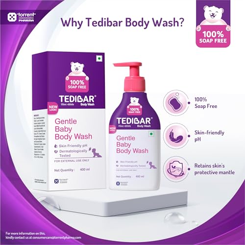 Image of Tedibar Rich Moisturising Baby Body Wash 400ml with Skin Friendly PH | 100% Soap & Alkali Free | Prevents Dryness & Rahses | Dermatologically Test (Pack of 4)