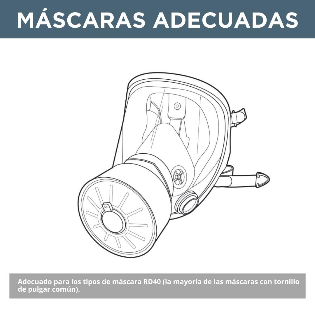 Cartucho de Rosca RD40 Filtro de Carbón Activo ABEK2P3R para Máscaras Respiratorias Completas Tipo RH-7011 y otras
