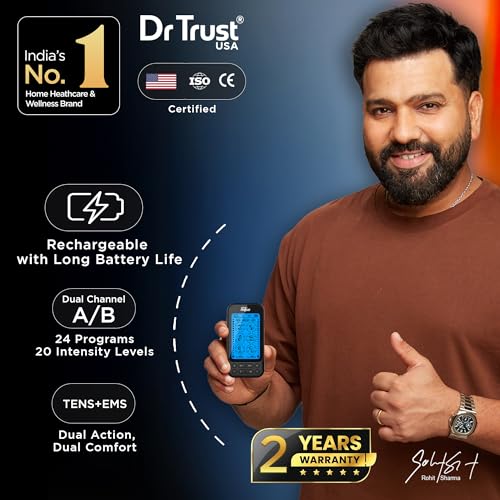Image of Dr Physio USA 1050 Dual Channel TENS Massager for Pain Relief, Period Pain, Rechargeable Electrical Muscle Stimulation EMS Pulse Impulse Full Body Massager Machine