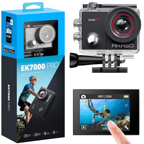 AKASO Action Cam 4K 20MP WiFi 40M Unterwasserkamera Wasserdicht Ultra HD Touchscreen Einstellbar Weitwinkel EIS Actioncam mit 2.4G Fernbedienung und 25 Zubehör Kit AKASO Action Cam 4K 20MP WiFi 40M Unterwasserkamera Wasserdicht Ultra HD Touchscreen Einstellbar Weitwinkel EIS Actioncam mit 2.4G Fernbedienung und 25 Zubehör Kit
