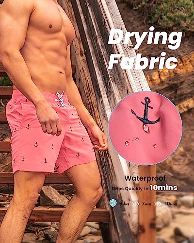 Short de plage pour vacances maamgic rose imprimé ancre taille M