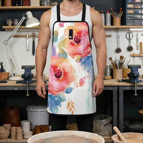 Delantal multipropósito diseño floral acuarela con bolsillos miniatura 4