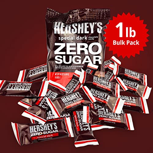 Hershey's Zero Sugar Special Dark Chocolate Miniature Bars 1Lb - Individually Wrapped Sugar-Free Candy – Unique Taste In 1Lb Bulk For The Ultimate Treat Experience – Mother's Day Candy Variety Pack #TOP5