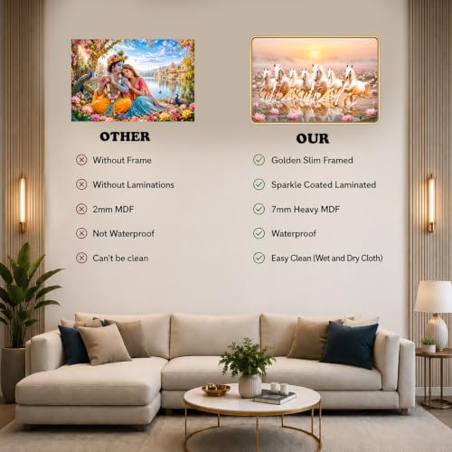Image of 7 Running Horses Vastu Photo Frame, 16x24 Inch