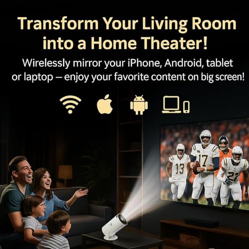 Image of Vision Pro Smart Android Projector | Native 720p HD, 4K Support | Dual WiFi, Bluetooth | Auto Keystone | 1GB RAM 8GB Storage | Netflix Prime Hotstar | 6500 Lumens Portable Home Theater Projector