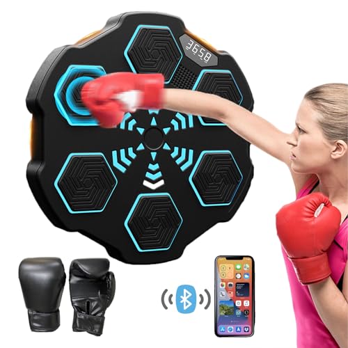 BNANDXC Wall Mounted Smart Bluetooth Music Boxing Trainer, Music Boxing Machine with Boxing Gloves,Electronic Boxing Target Workout Punching Equipment for Home, Indoor and Gym