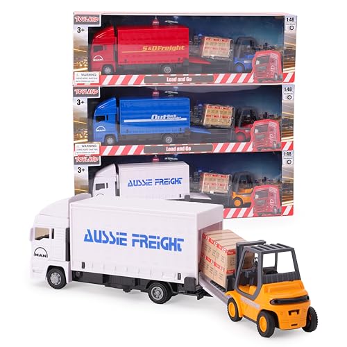 Toyland® - Juego de vehículos Load and Go - Camión de Carga Scania con Carretilla elevadora y Paleta - Juguetes para vehículos de Transporte - Juguetes para niños (Aleatorio)