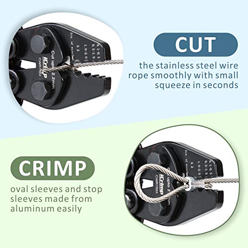 Icrimp Cwr1522 Wire Rope Crimping Tool With Cutting Function For Cable Railing, Hand Swaging 0.1~2.2Mm Aluminum Oval Sleeves,Alloy Double Sleeves (Cwr1522) #TOP3