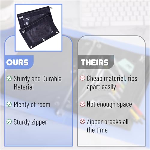 Image of Mr. Pen- Pencil Pouch for 3 Ring Binder, 30 Pack, 10 inchx6.75 inch, Smooth Zipper | Clear Window, Bulk Large Capacity Pencil Case with 3 Reinforced Grommets for School, Office, Supplies Storage | Clear Window, Bulk Large Capacity Pencil Case with 3 Reinforced Grommets for School, Office, Supplies Storage