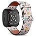 CJBROES Replacement Leather Watch Band, Compatible with Fitbit Versa 3 and Fitbit Sense of Wristband Bracelet Accessory - Kawaii Weather Forecast Colored