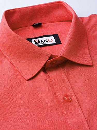 Image of MANQ Men's Regular Fit Cotton Formal Shirt, Full Sleeves, Spread Collar, Button-Down, Office, Business & Casual Wear