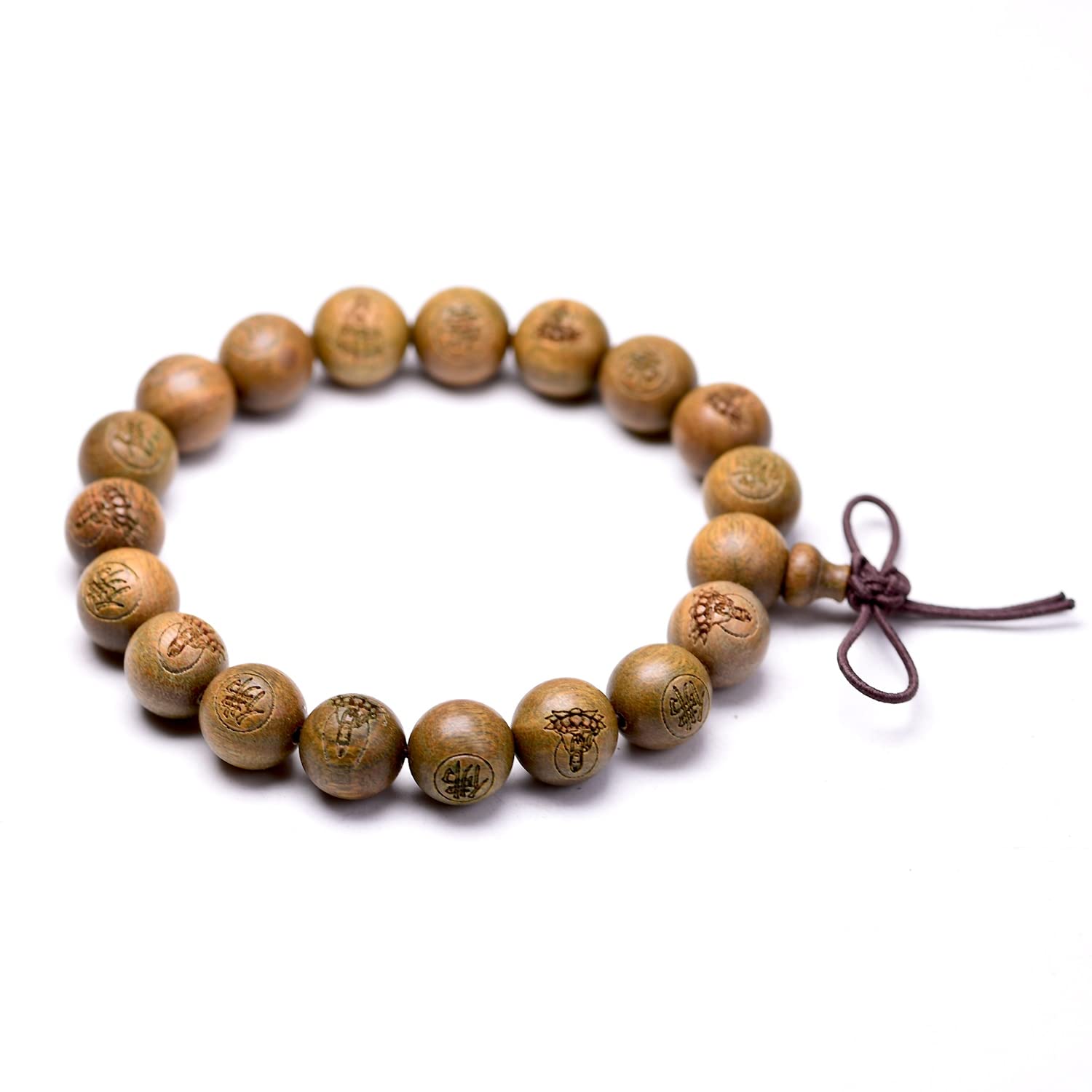 Pulseras, Pulseras de Cuentas de Buda, Pulsera de Cuentas de Buda de sándalo Verde Natural de 20 mm grabada con la Palabra Buda, Joyería de Cuentas de Madera para Hombre y Mujer