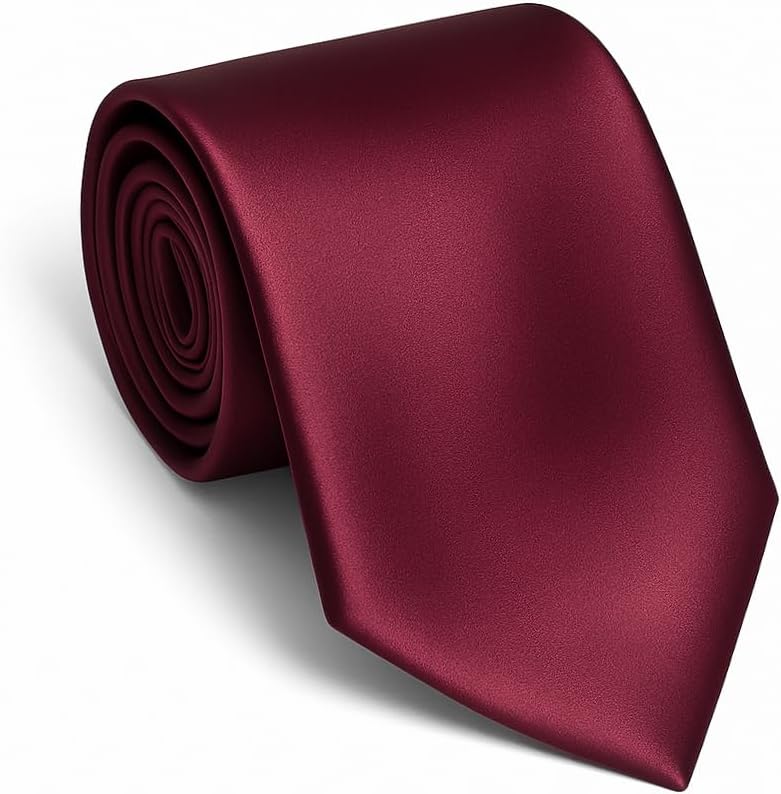 Made in Italy Men's Extra Long XL Solid Wedding Necktie, Satin - No Duties Customs Fees
