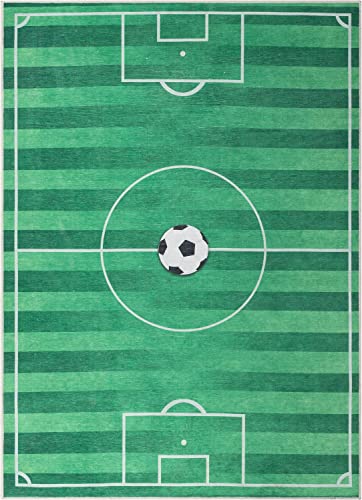 Well Woven Soccer Field Rug Playmat 3'3