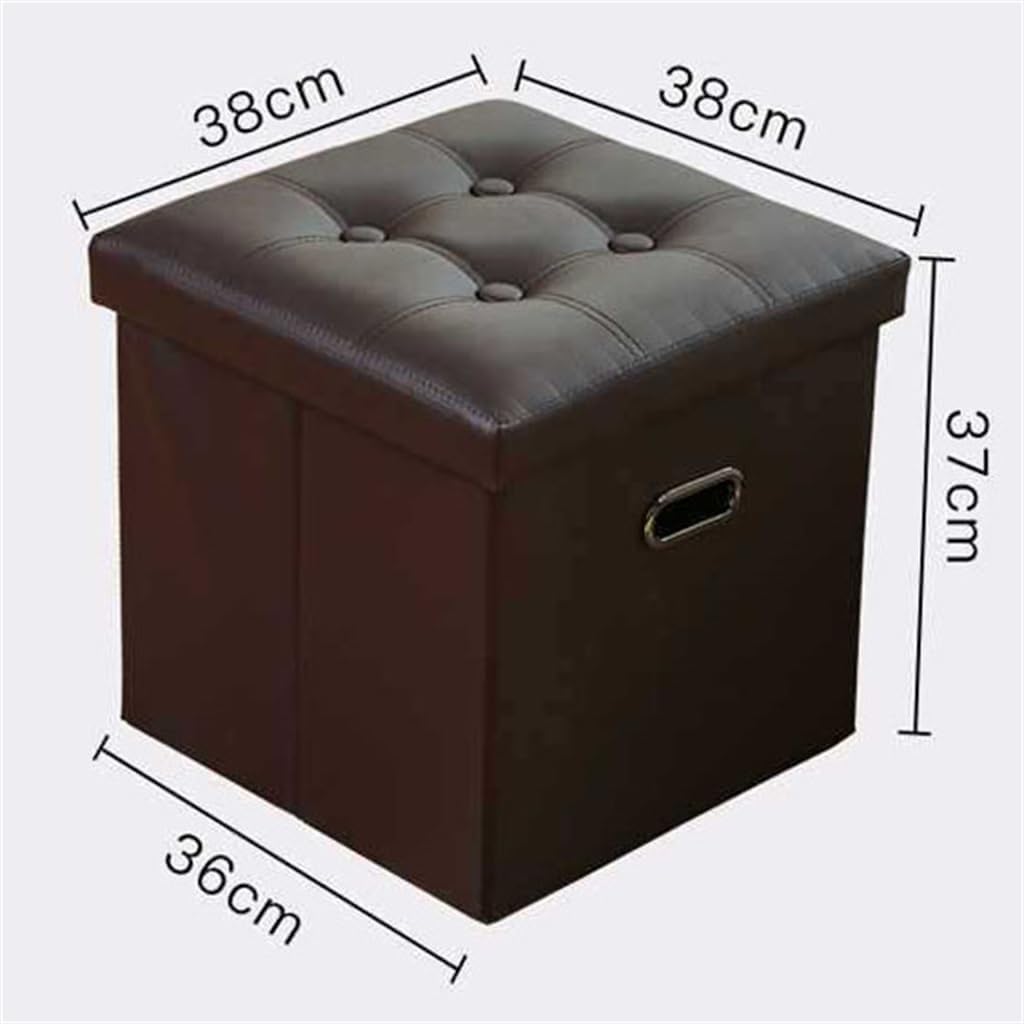 Leather Storage Stool with Handle, Window, Shoe Changing