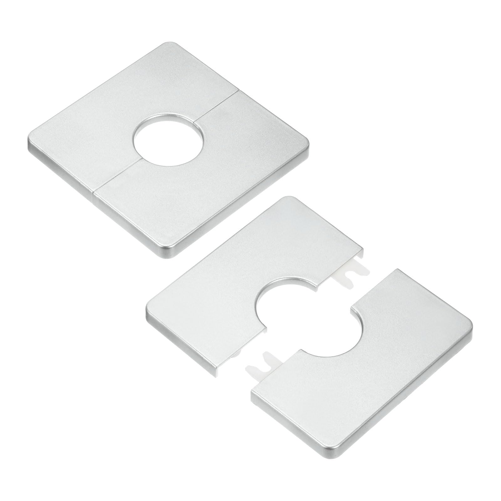 Photo 1 of M METERXITY 2-Pack Wall Split Flange, for 1 Inch/25mm OD Pipe ABS Escutcheon Plate Square Self-Adhesive Plumbing Cover Plates for Water Pipe/Faucet [Silver Tone]