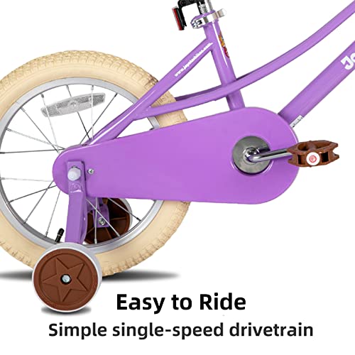 JOYSTAR 16 Zoll Kinderfahrrad für Kleinkinder 5-7 Jahre Mädchen, Mädchenfahrrad mit Stützrädern & Korb, Kinderfahrrad Lila – Bild 6