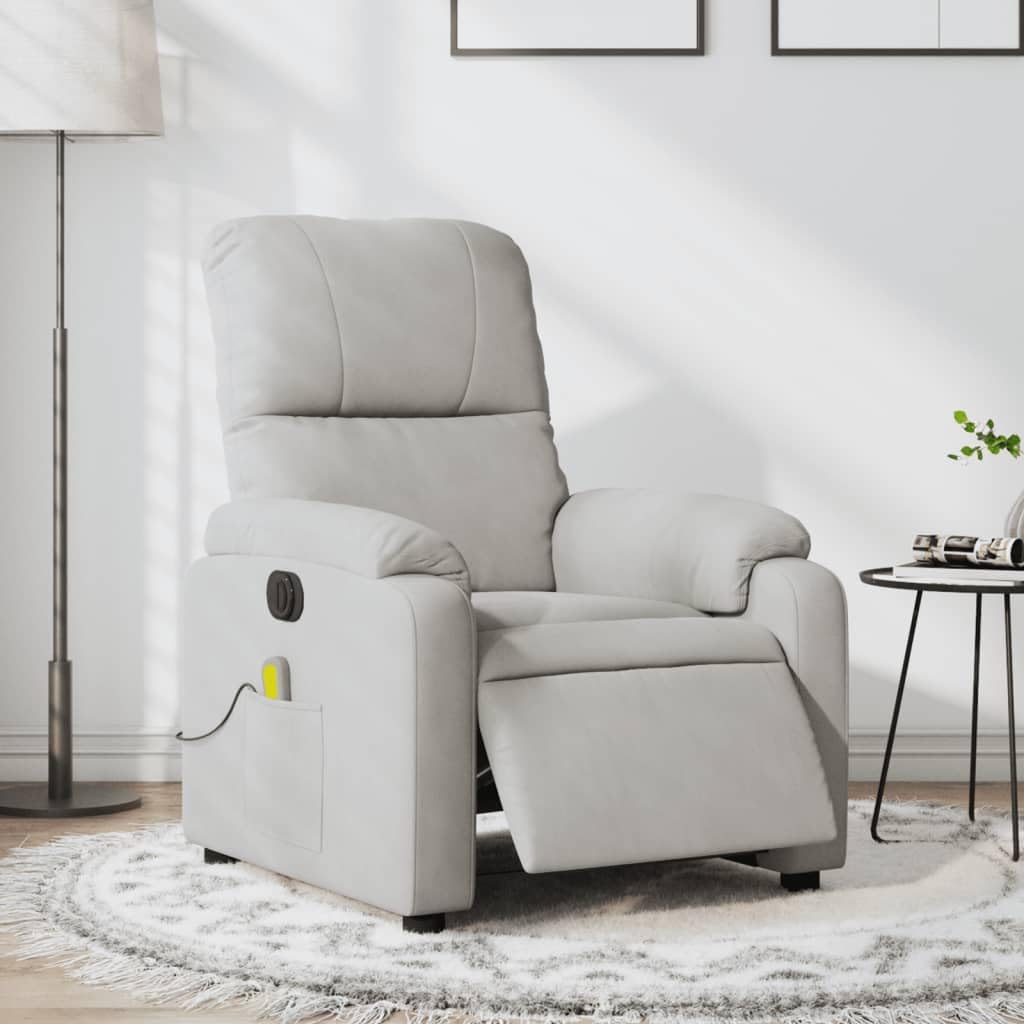 Homgoday Poltrona Massaggiante,Poltrona Reclinante Massaggi Elettrica Grigio Chiaro Microfibra,Poltrona Massaggiante Poltrona Reclinabile Relax,Sedia da Massaggio Poltrona Relax Tutto Il Corpo