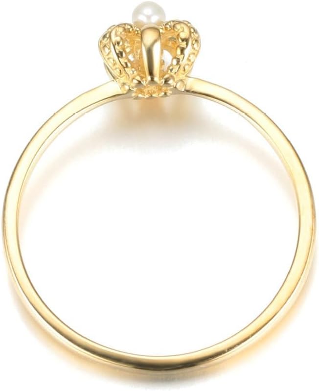 Epinki Womens Jewelry Rings 9K/18K Gold Flower with Pearl Wedding Rings Engagement Promise Size 4-12