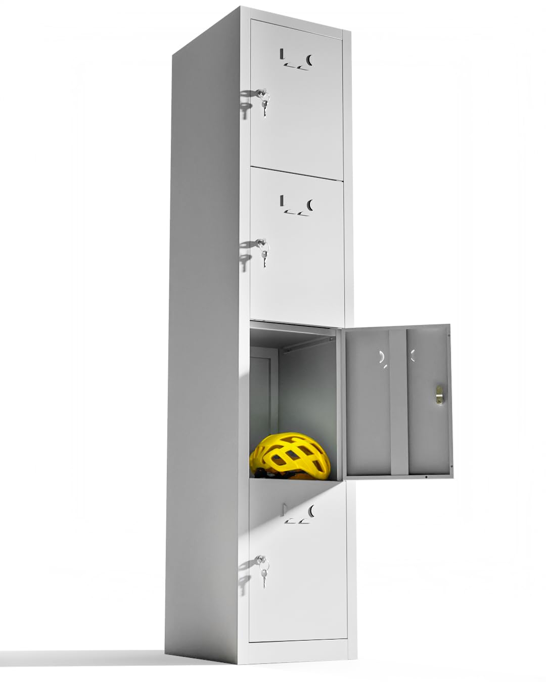 Vestiaire Metallique à 4 Portes Casier Vestiaire Metallique pour Votre Atelier ou Votre Bureau Casier avec Serrure pour Le Rangement de vêtements ou de Produits de Nettoyage (Gray)