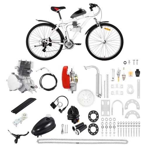 CUBELLIN 100CC Motorized Bicycle Kit 2 Stroke Gas Engine Kit with CDI System 45km/H High Speed Bicycle Engine Kit Gas Bike Conversion Kit for 26-28