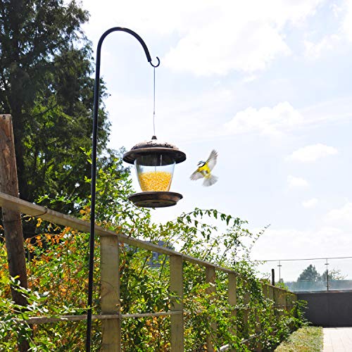 CERBIOR Adjustable Shepherd Hook, Heavy Duty Plant Hanger with Rust Resistant Coating, Metal Hook Hangers for Weddings, Bird Feeders, Solar Lights, Flower Basket, Lanterns (65Inches, 1Pack)