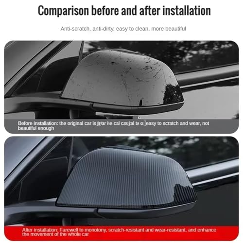 Couvercle de protection rétroviseur carbone mat pour accessoire Tesla Model 3 2024