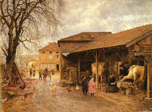 Art poster Ferrer les boeufs Firmin girard affiche de maître pour intérieur nostalgique 60x90