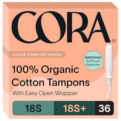 Cora Organic Cotton Tampons Multipack (18 Super 18 Super Plus Tampons)