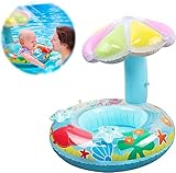 Baby Schwimmring,Baby schwimmring aufblasbarer,Baby schwimmring mit Sonnenschutz Sonnenschirm,Schwimmsitz Baby,Toller Swimtrainer Wasserspielzeug für Kinder ad 6 bis 36 Monaten (Blauer Pilz)