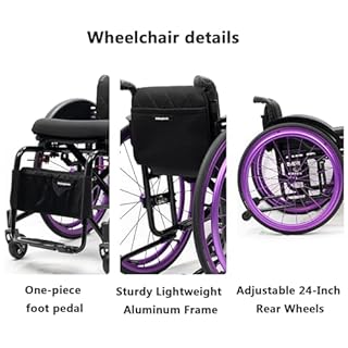 Foldable Lightweight Sports Wheelchair All Terrain Aluminium Wheelchair Easy to Assemble Stable for Youth, Adults, Elderly(Blue,Seat Width 16.5in)