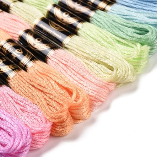 Image of FASHEWELRY 105 Yards Crewel Cross Stitch Floss 1mm Polyester Embroidery Floss Thread Embroidery Thread Bulk for Jewelry Making Bracelet Knitting Stitch Supply (Spring Color)