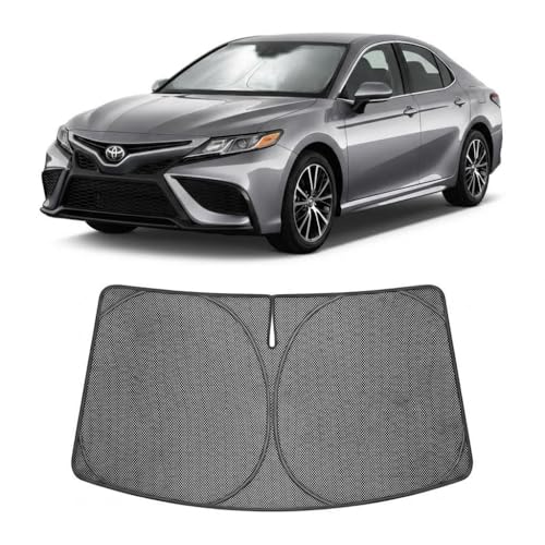 Image of Proadsy Windshield Sun Shade Custom Fit Toyota Camry 2018-2026 Ice Crystal Black Front Window Sunshade UV and Heat Blocker Foldable Visor Keeps Car Cooler for Summer Parking and Daily Use