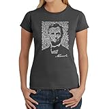 LA POP ART Women's Word Art T-Shirt - Abraham Lincoln - Gettysburg Address Dark Grey